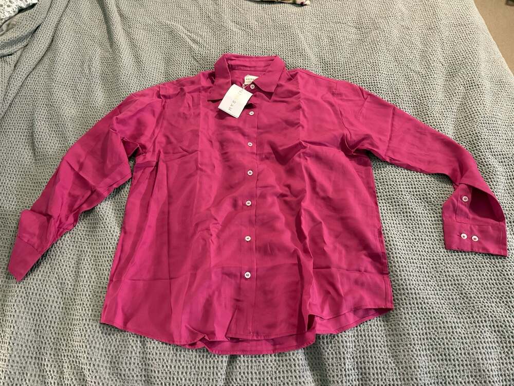 NazeeRah Bougainvillea Long Sleeve Button Front Shirt